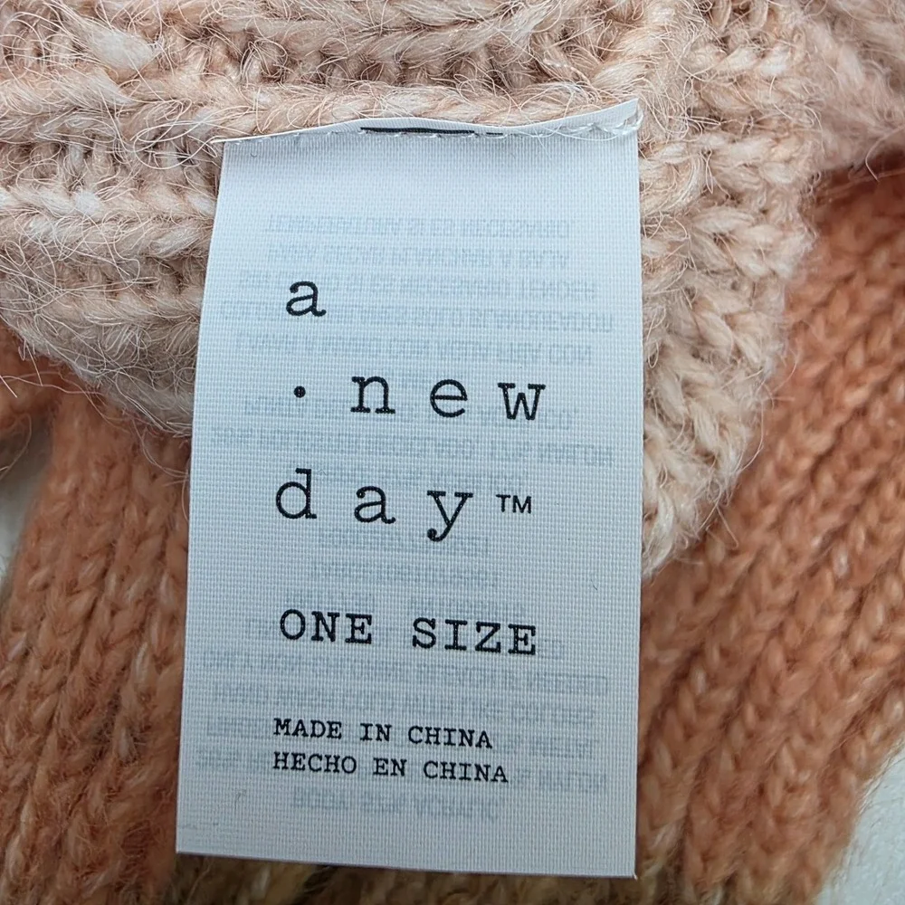 NWT A New Day Womens Knit Gloves Colorblock Pink‎ Brown Touchscreen One Size